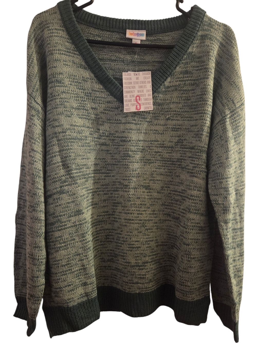 LuLaRoe Green Marled V-Neck Sweater